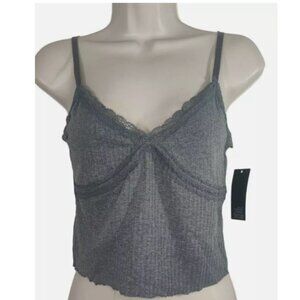 Wild Fable Women's Lace Trim Tiny Tank Top Heather Gray Xs